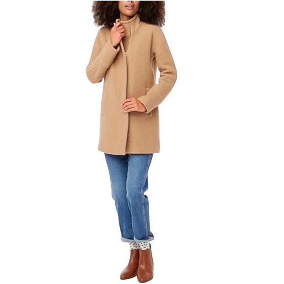 NWT JCREW NEW Cocoon Coat Jacket Womens 4 Tan Brown Italian Stadium Cloth Wool - Picture 1 of 14